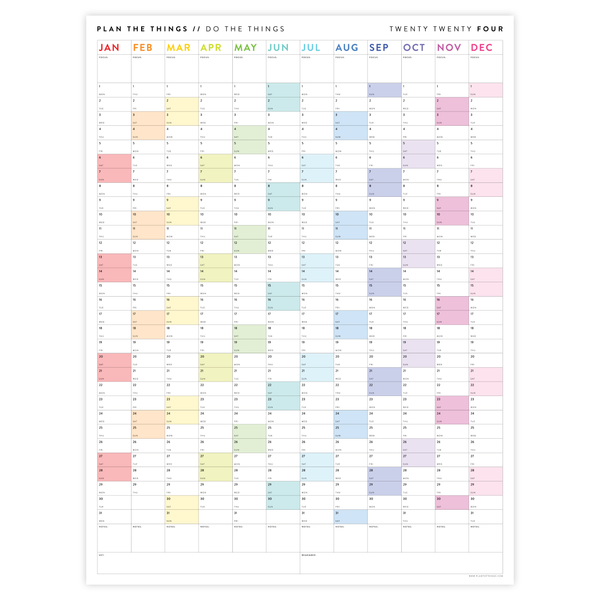 2024 GIANT WALL CALENDARS // VERTICAL Plan The Things