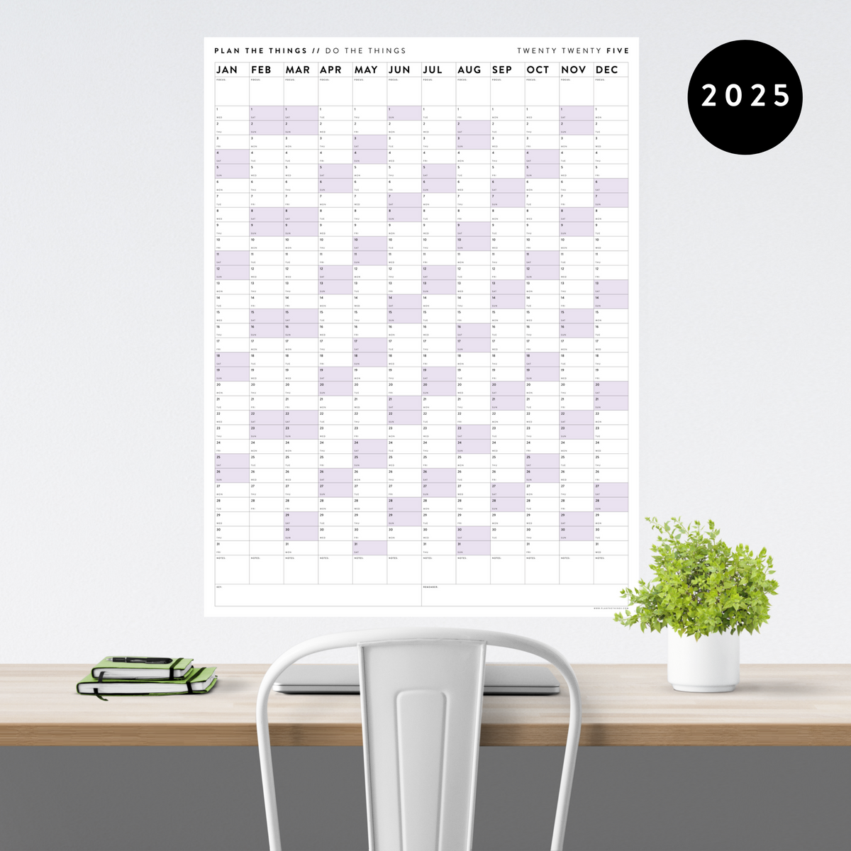 2025 GIANT WALL CALENDARS // VERTICAL Plan The Things