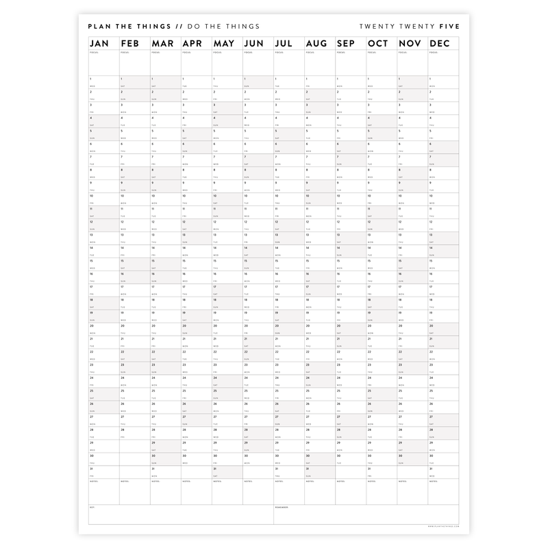 PRINTABLE VERTICAL 2025 WALL CALENDAR WITH GRAY / GREY WEEKENDS INST