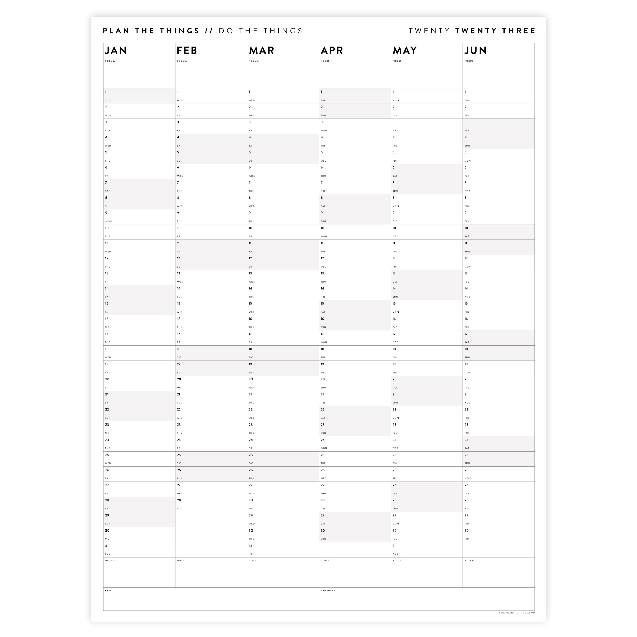 2023-six-month-calendar-january-june-plan-the-things