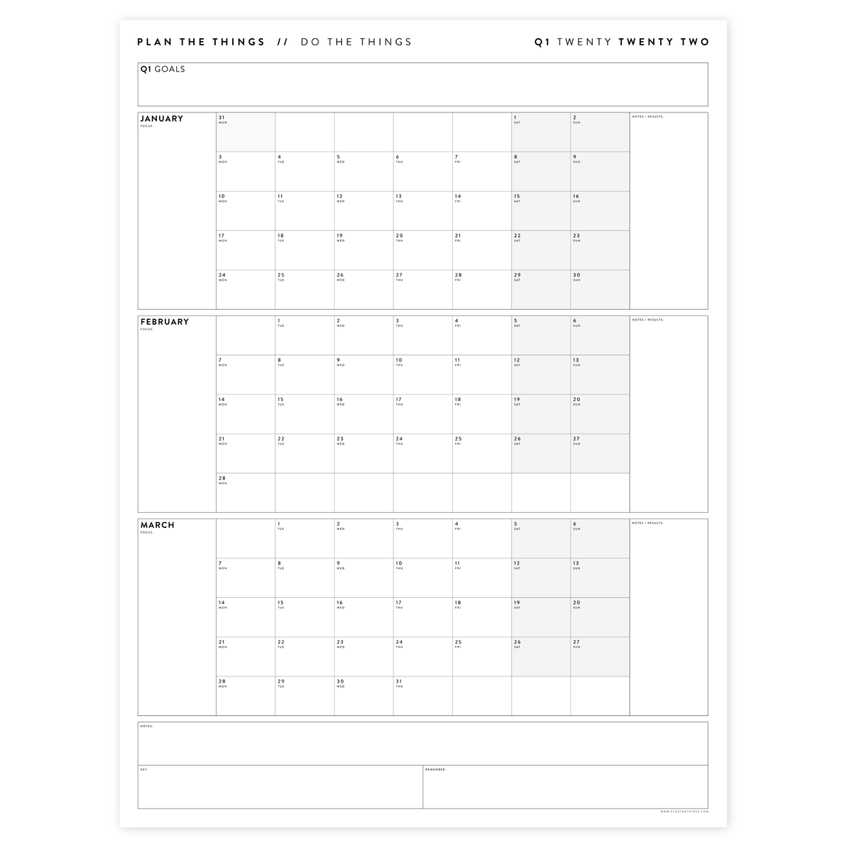 q1 2022 quarterly giant wall calendar january march 2022 gray we plan the things