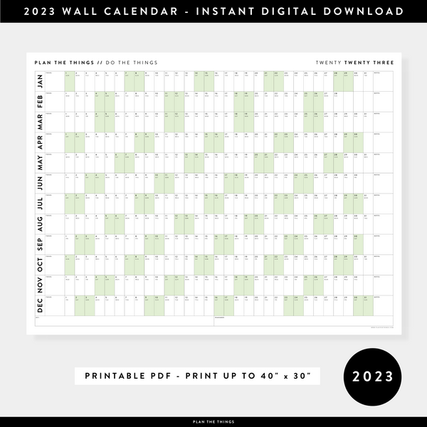 PRINTABLE 2023 ANNUAL CALENDARS // INSTANT DOWNLOAD - Plan The Things