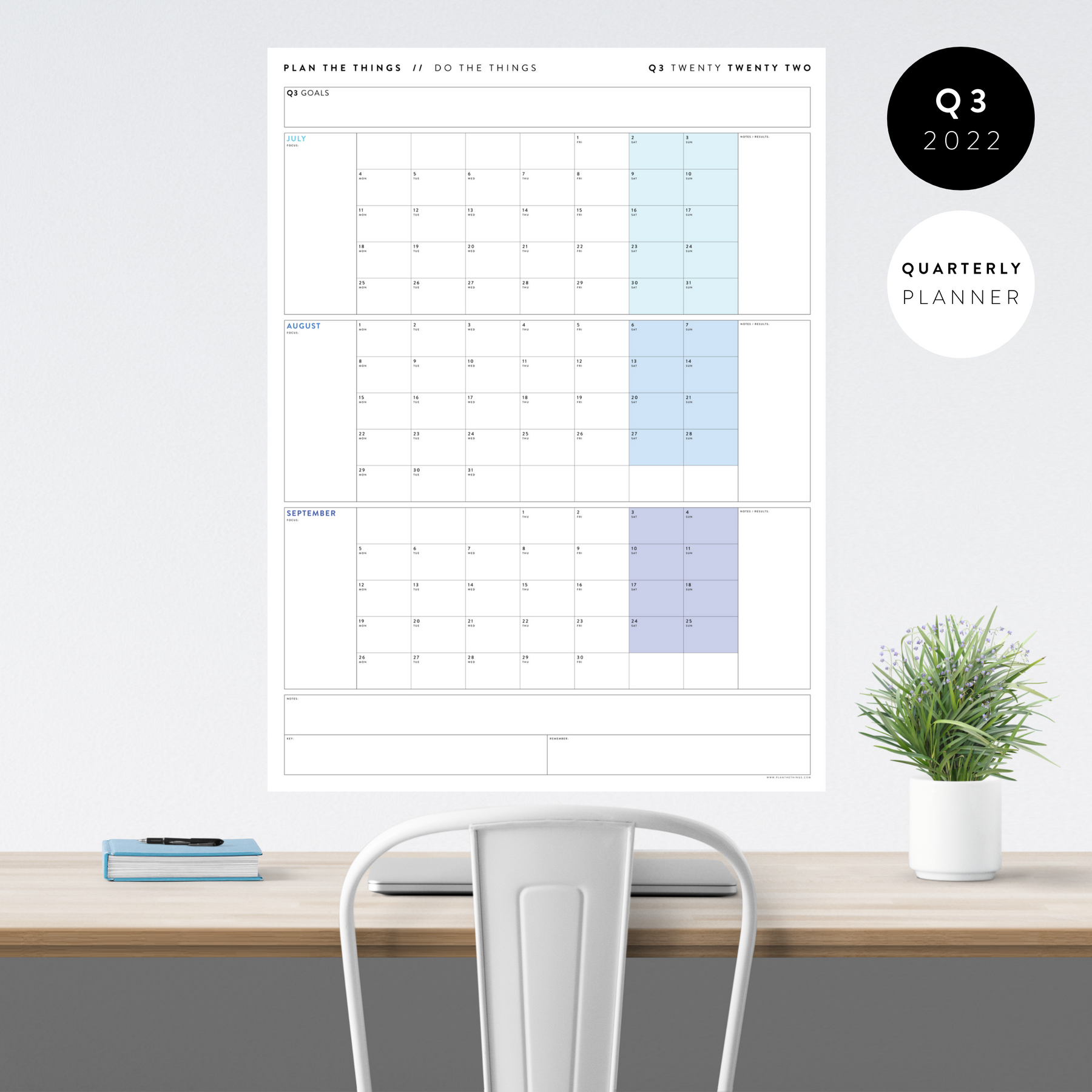 QUARTERLY WALL CALENDARS Plan The Things