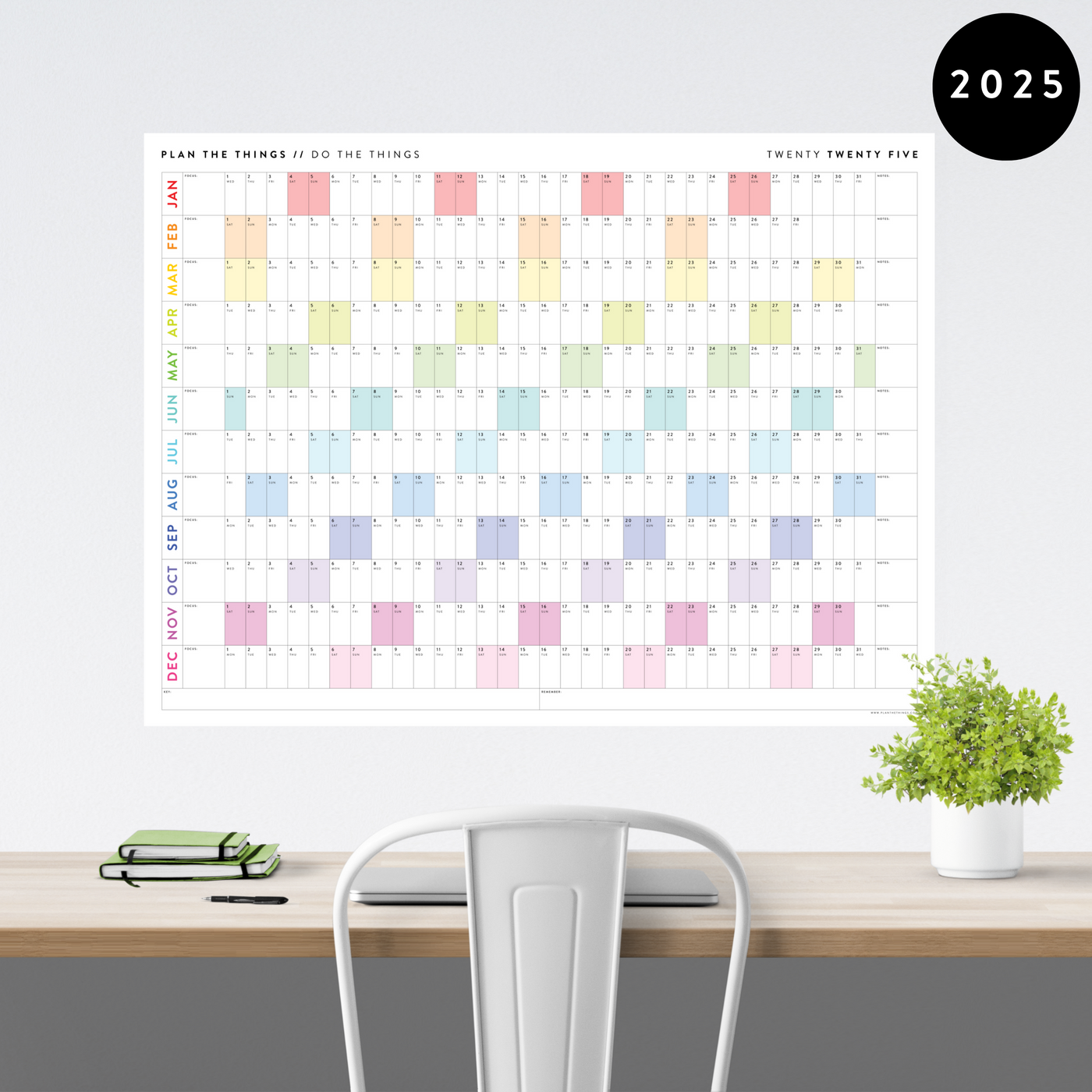 2025 GIANT WALL CALENDARS // HORIZONTAL Plan The Things