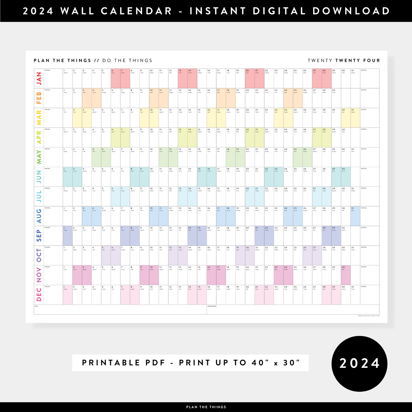 2024 Calendarpedia Printable Rainbow Calendar With Holidays