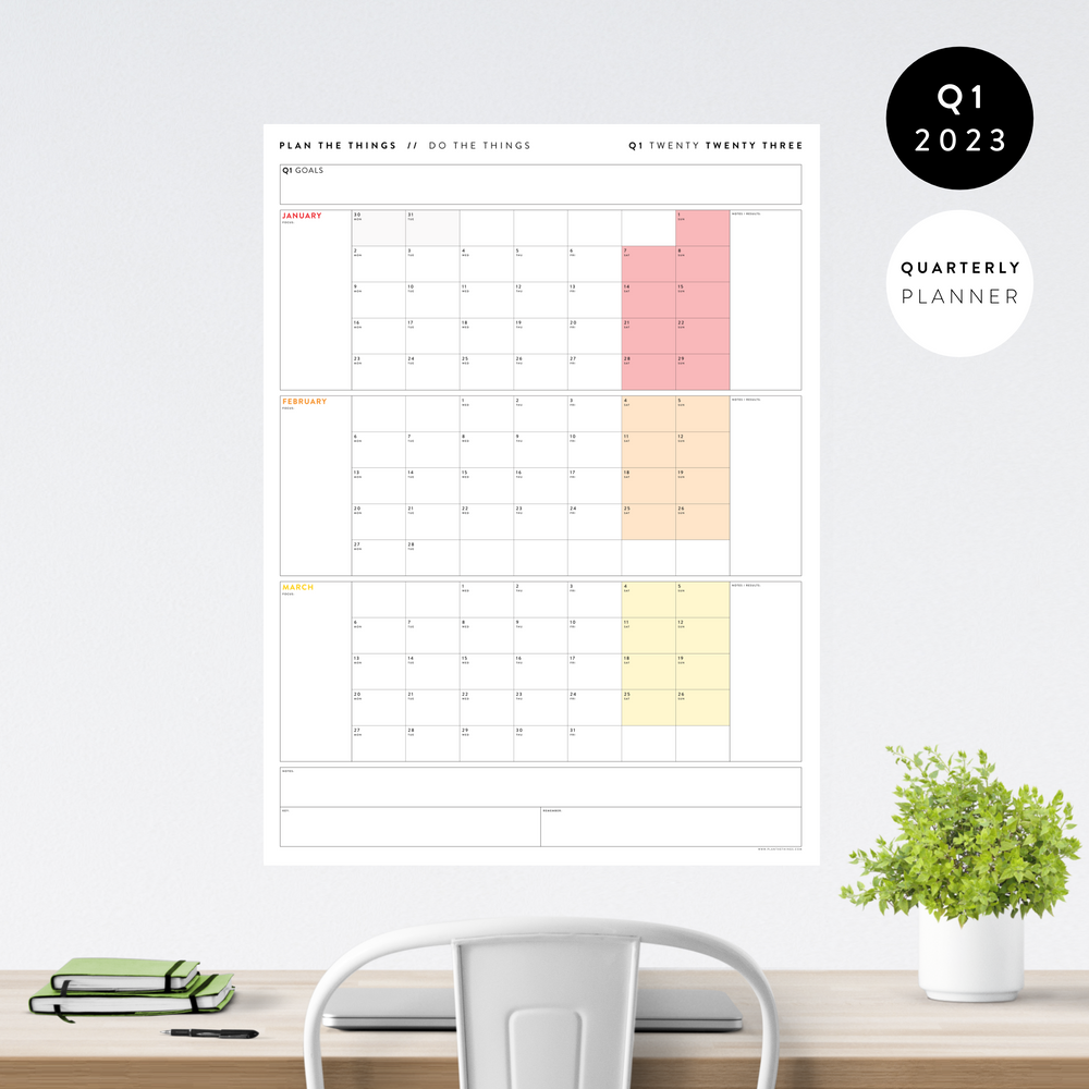 QUARTERLY WALL CALENDARS Plan The Things