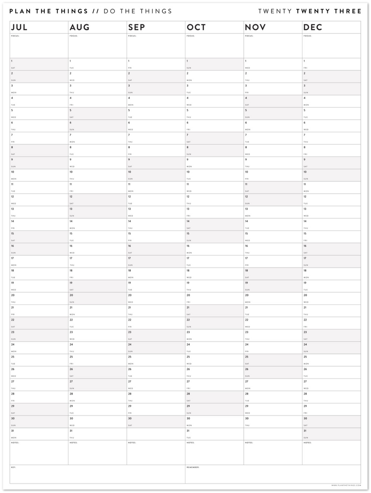 SIX MONTH 2023 GIANT WALL CALENDAR (JULY TO DECEMBER) WITH GRAY / GREY ...