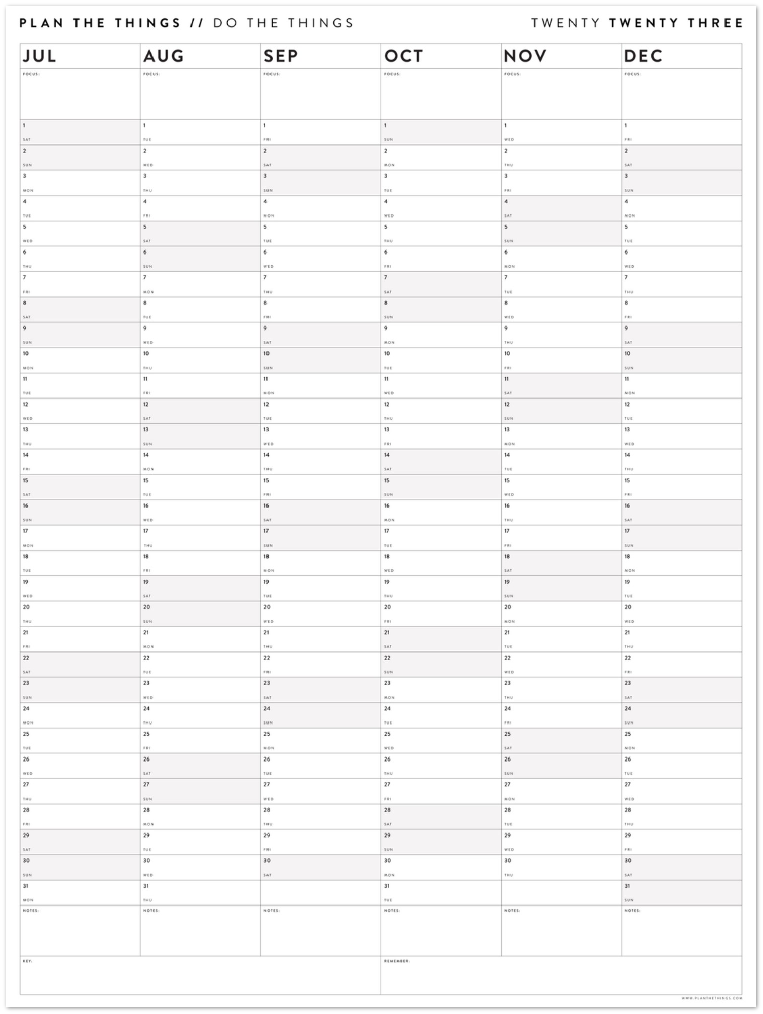 SIX MONTH 2023 GIANT WALL CALENDAR (JULY TO DECEMBER) WITH GRAY / GREY ...