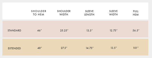 Highway Robery robe measurements