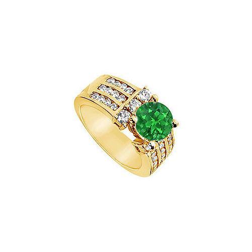 Emerald and Diamond Engagement Ring : 14K Yellow Gold - 2.25 CT TGW-JewelryKorner-com