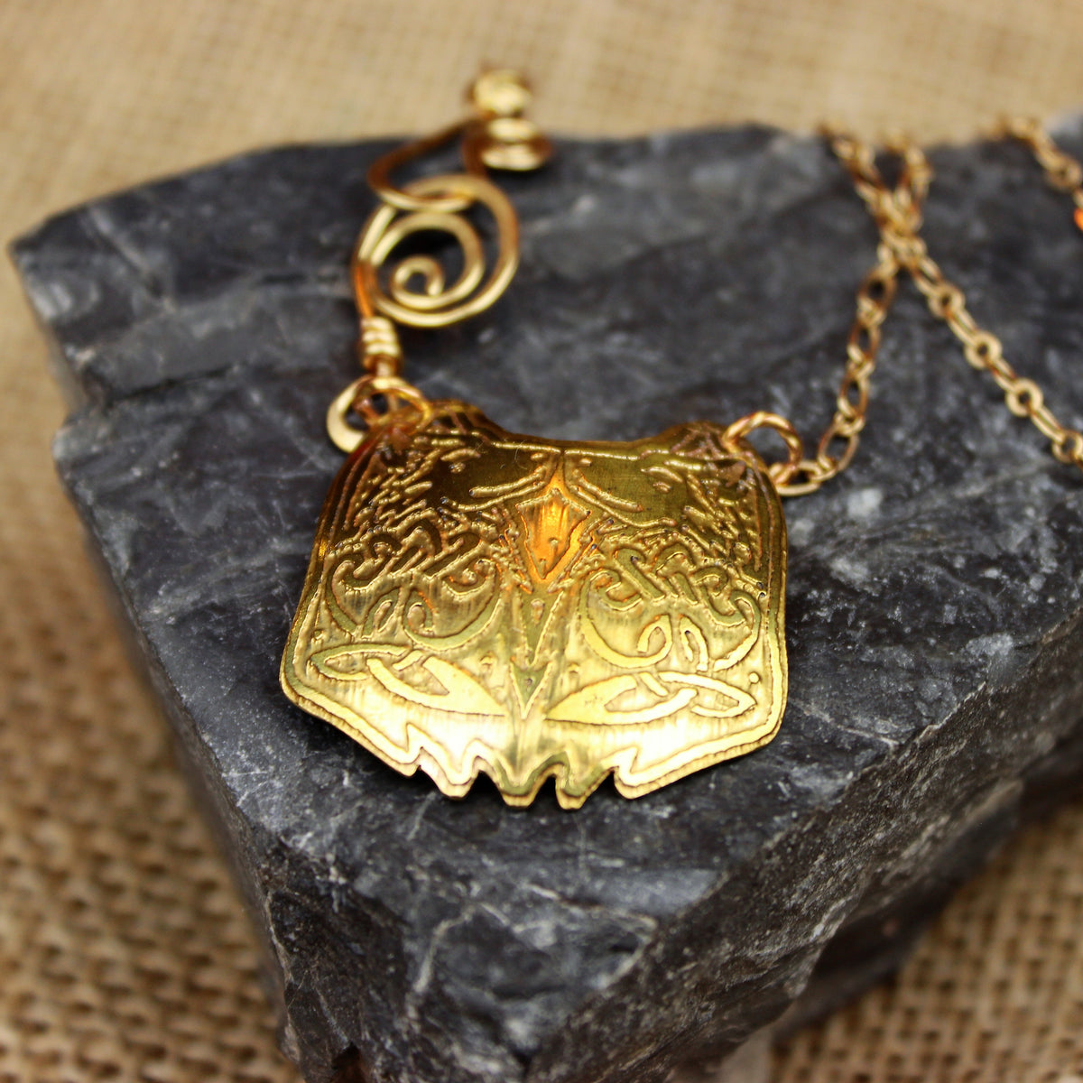 Brass Geri and Freki pendant