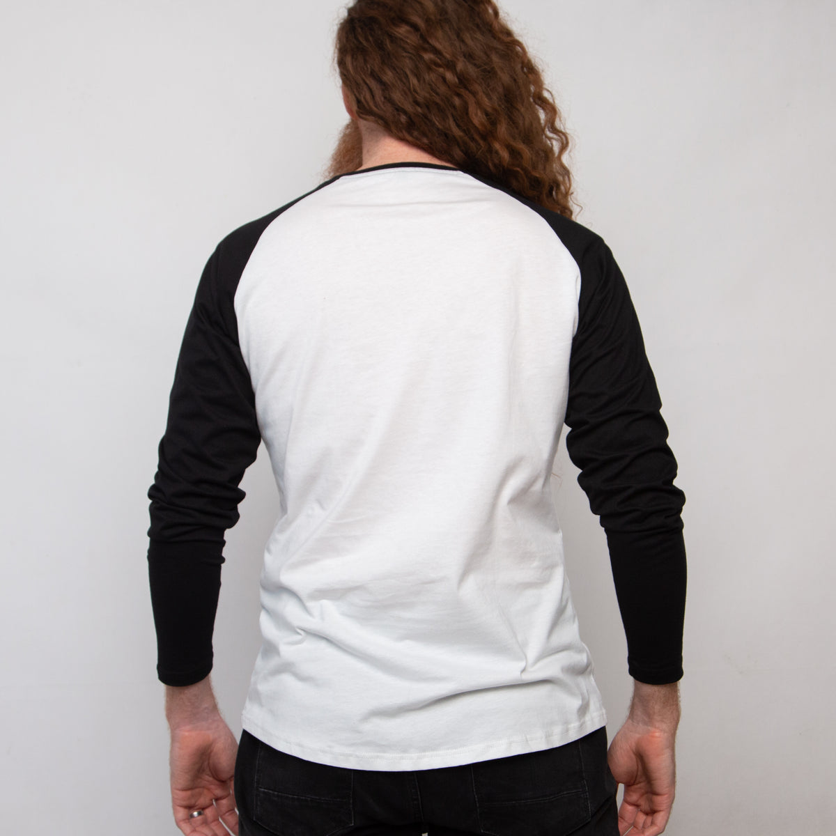 Baseball Tee (White and Black) Horns of Odin logo on Left Breast, 100% Organic Cotton, Unisex