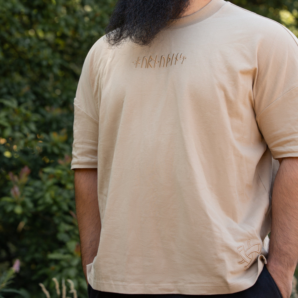 Embroidered Runic Tee (Camel)