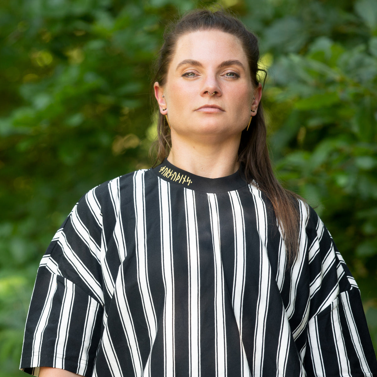 Embroidered Runic Tee (Stripe)