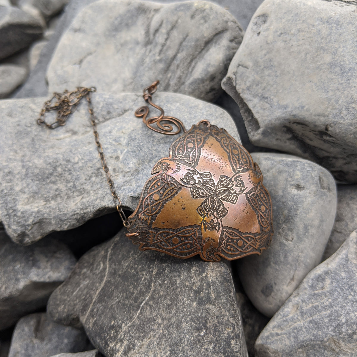 Triple raven pendant (copper)