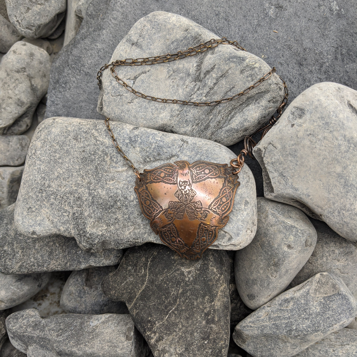 Triple raven pendant (copper)