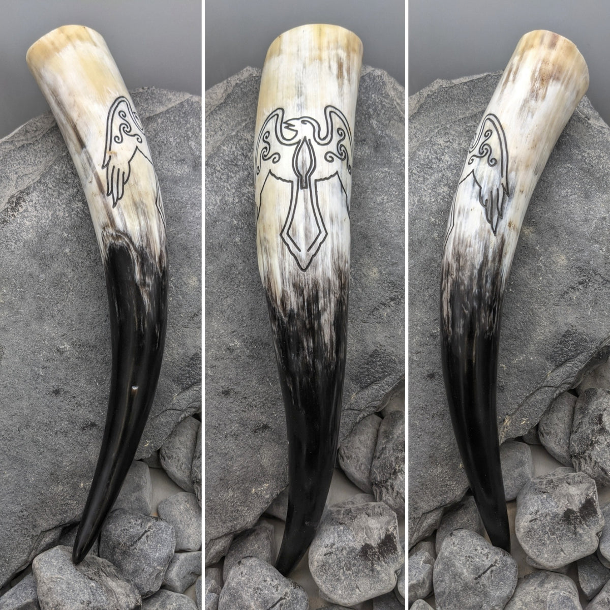 Raven drinking horn