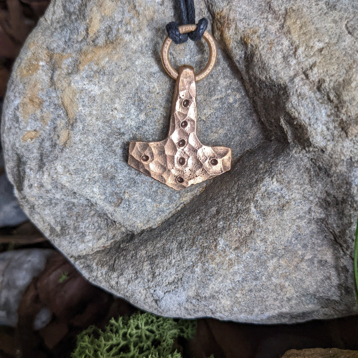 Hammered finish Bronze Mjölnir Pendant