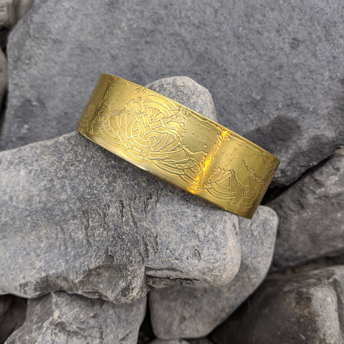 brass Geri and Freki Wolf Cuff 