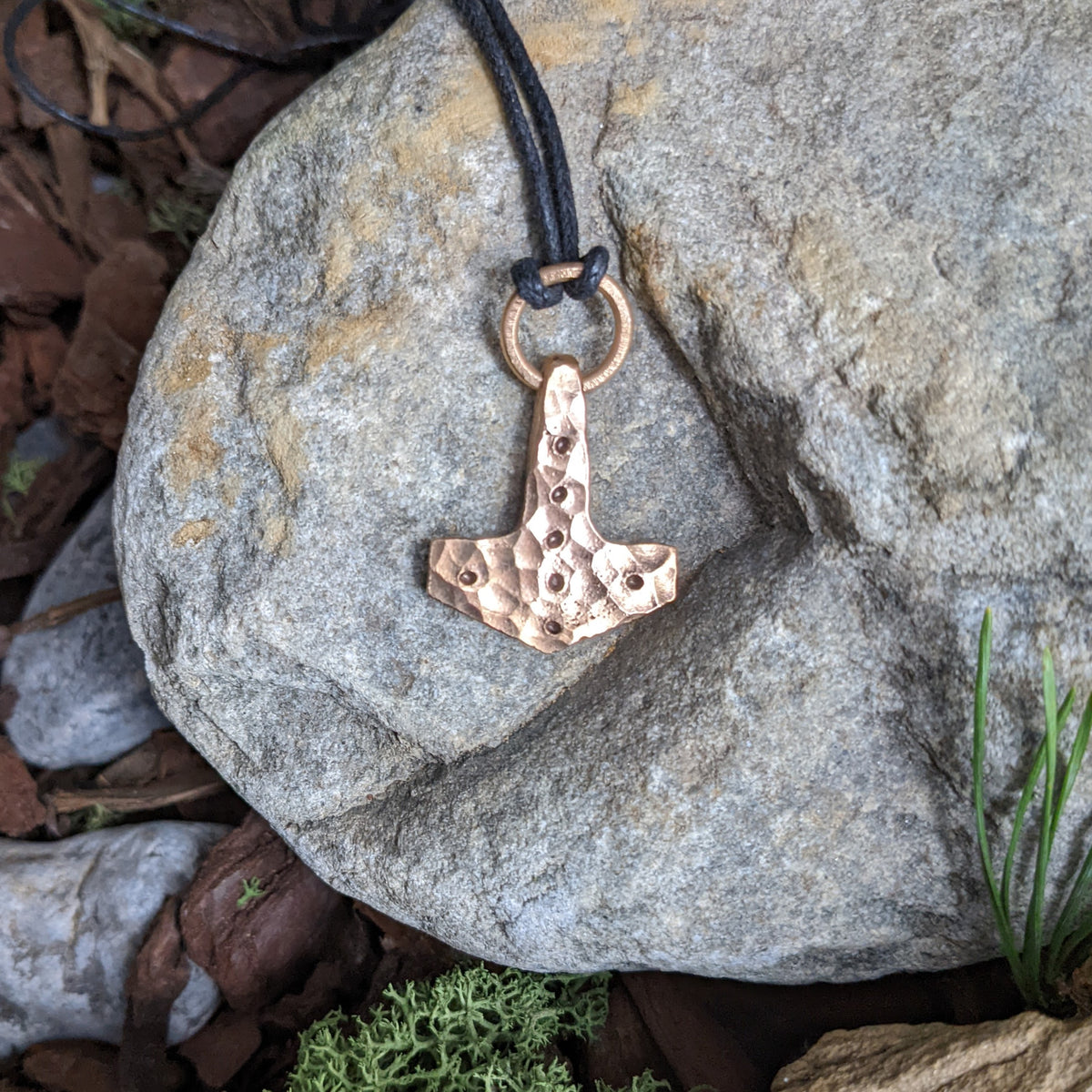 Hammered finish Bronze Mjölnir Pendant