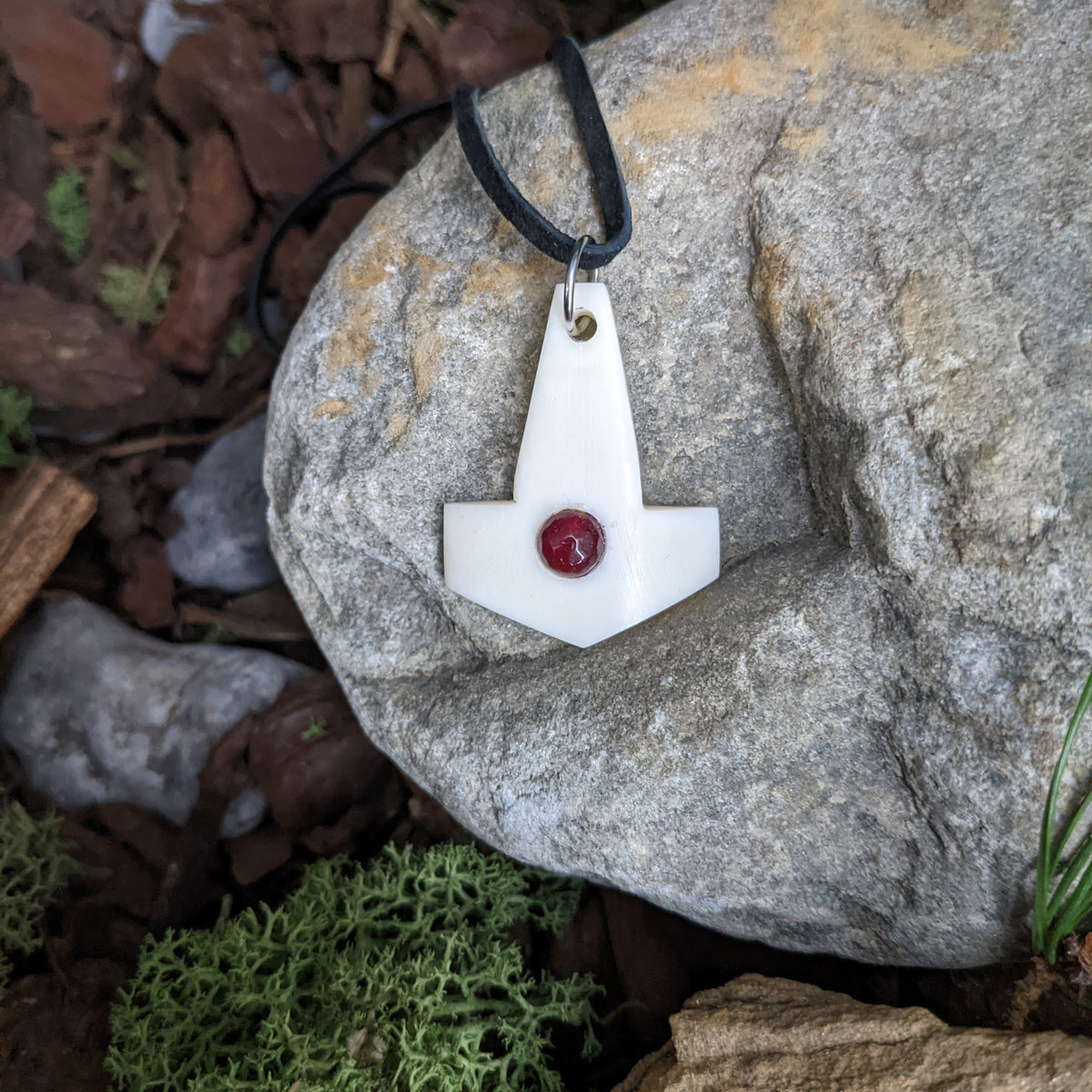 Buffalo Bone Pendant with Gemstone