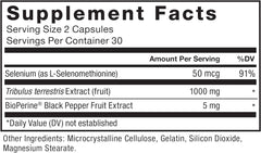 Force Factor Tribulus Terrestris 1000mg 60 caps. CR Suplementos Costa Rica