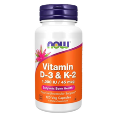 NOW Foods Vitamina D3 & K2 120 caps. Envío todo Costa Rica