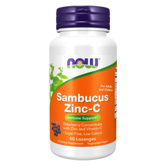 NOW Foods Sambucus Zinc-C 60 tableas masticables. Previene resfríos y gripes