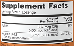 NOW Foods Vitamina B-12 (cianocobalamina) 5,000 mcg, con ácido fólico. 60 tabletas masticables. CR Suplementos Costa Rica