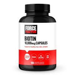 Force Factor Biotina 10000 mcg 100 cápsulas. Previene la caída del cabello. CR Suplementos Costa Rica