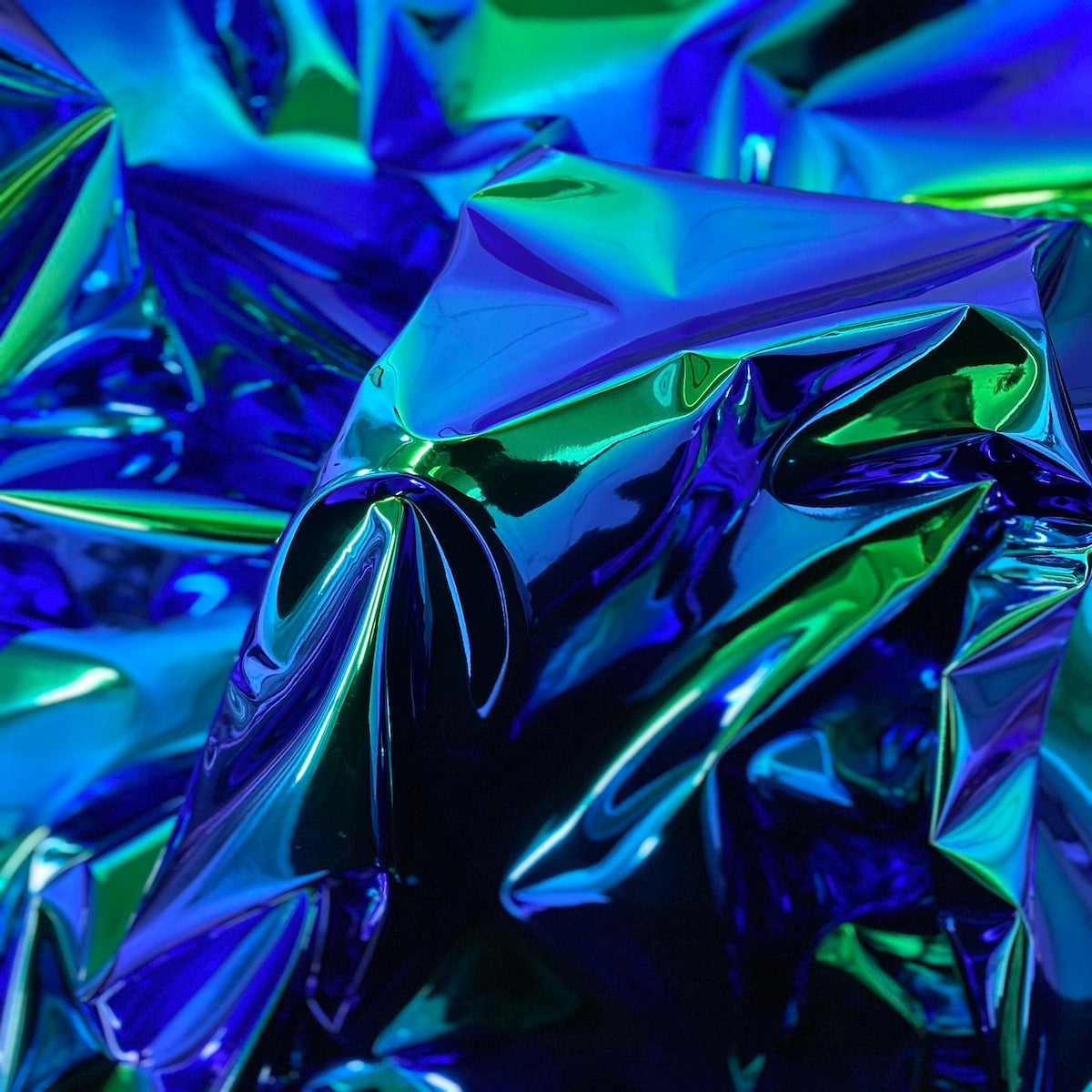 Pearl Blue Iridescent Chrome Reflective Mirror Vinyl Fabric