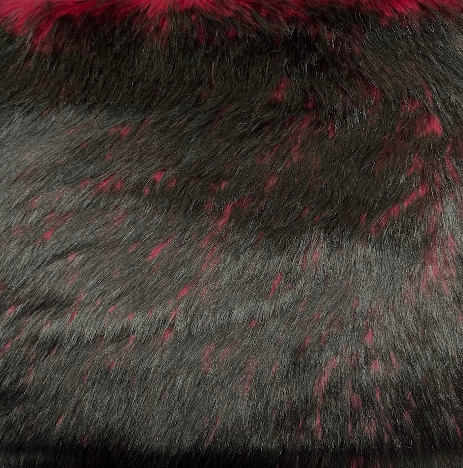 Faux Fur Fake Red on Black Frosted Tips Fabric 60 Wide Sold by the Yard 