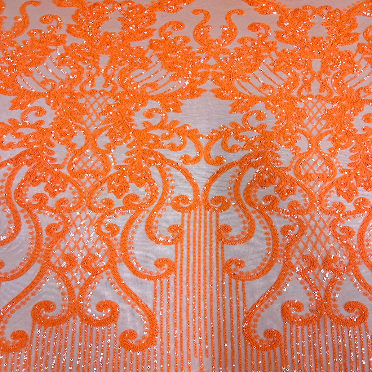 Alaina ORANGE Curlicue Sequins on Mesh Lace Fabric by the Yard 10018 -   Sweden