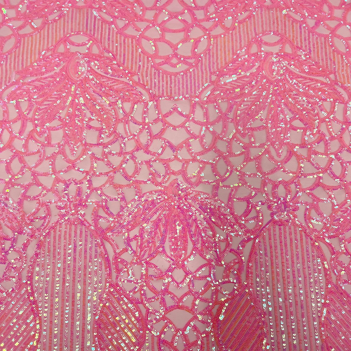 Hot Pink Bella Bee Stretch Sequins Prom Couture Cocktail Lace