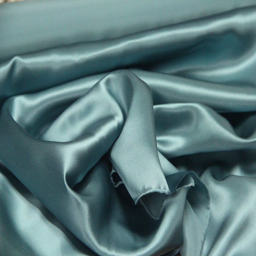 Ocean Mist Blue Silk Charmeuse Fabric - Fashion Fabrics Los Angeles 
