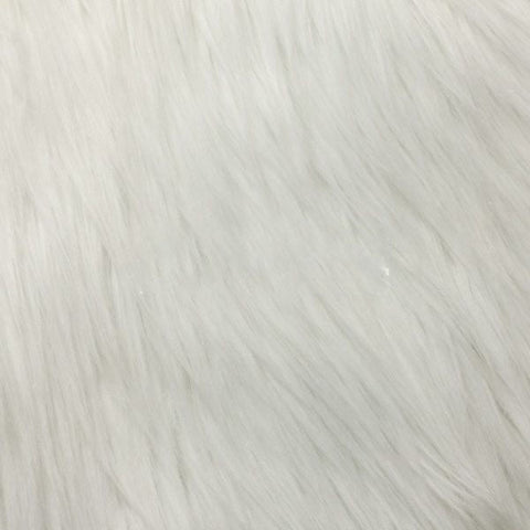 White Shaggy Long Pile Faux Fur Fabric (4