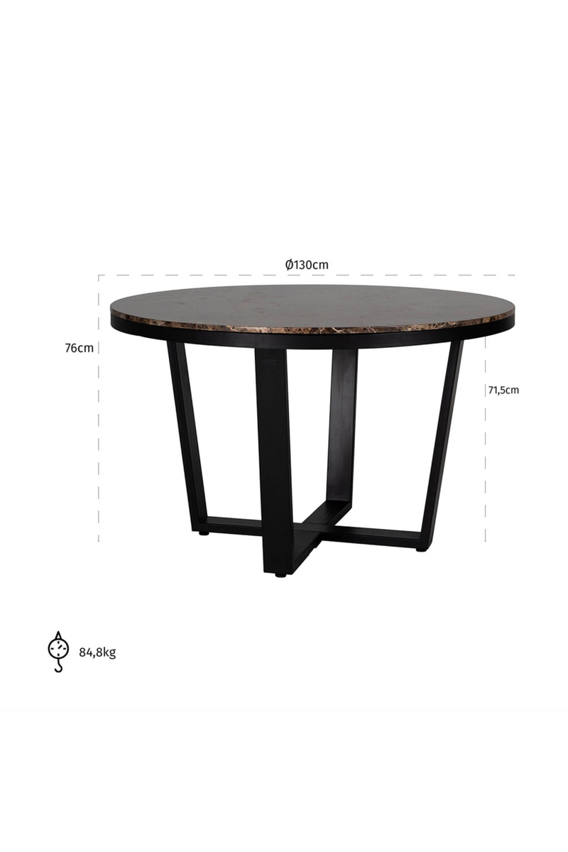 Table de salle à manger ronde en marbre ø 130 cm | Richmond Dalton | Meubleluxe.fr