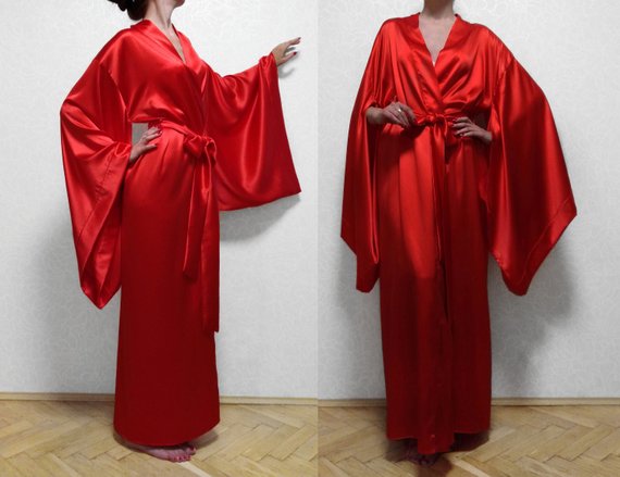 red maxi kimono