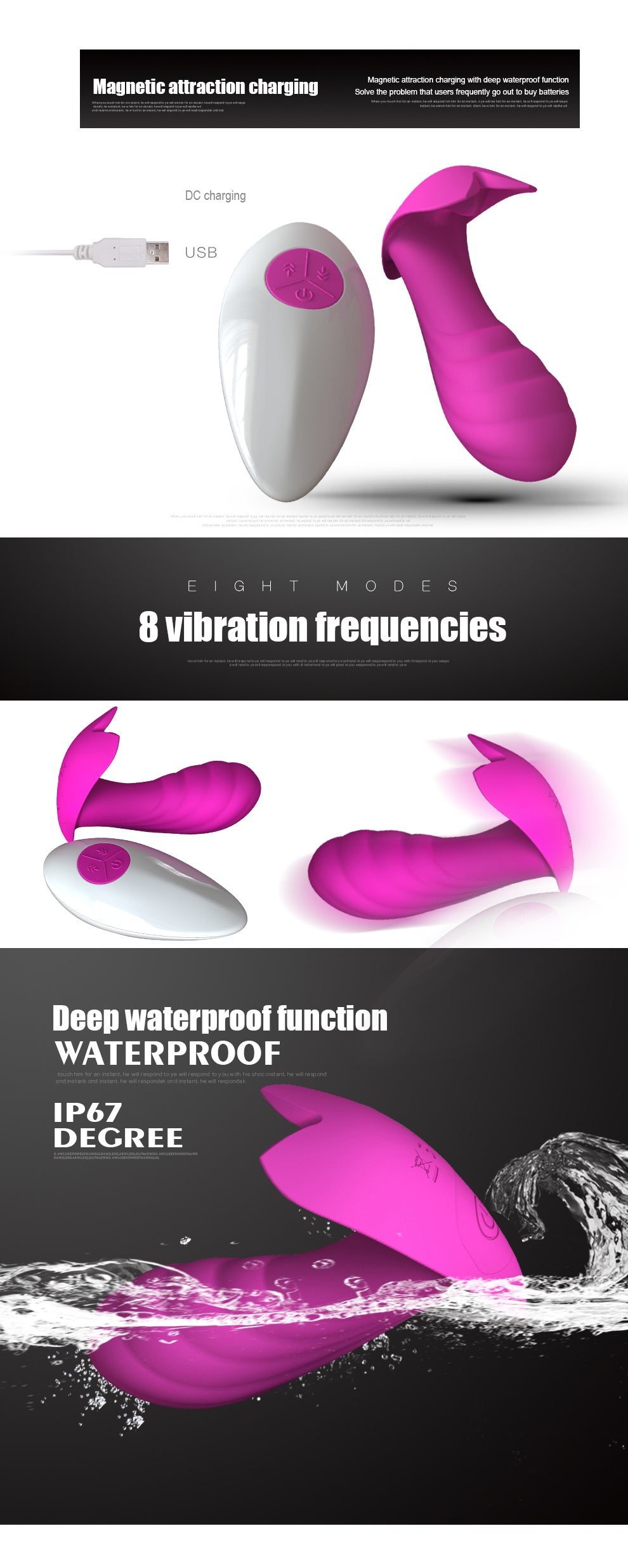 Utimi Wearable Vibrator Wireless Dildo Vibrator with Remote Control Waterproof Clitoris Stimulator Vagina Massager for Women or Couple