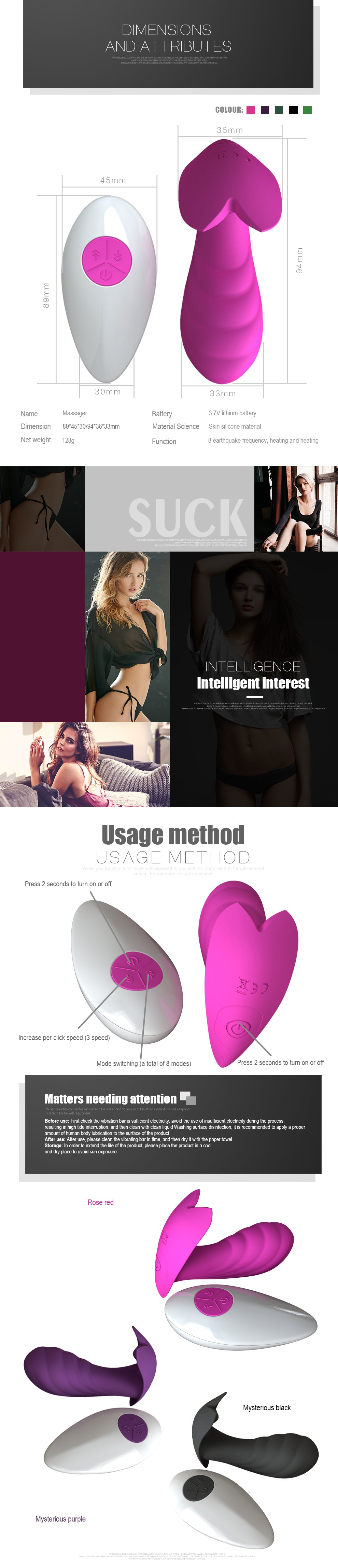 Utimi Wearable Vibrator Wireless Dildo Vibrator with Remote Control Waterproof Clitoris Stimulator Vagina Massager for Women or Couple