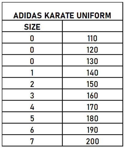 Adidas Karate Uniform Size