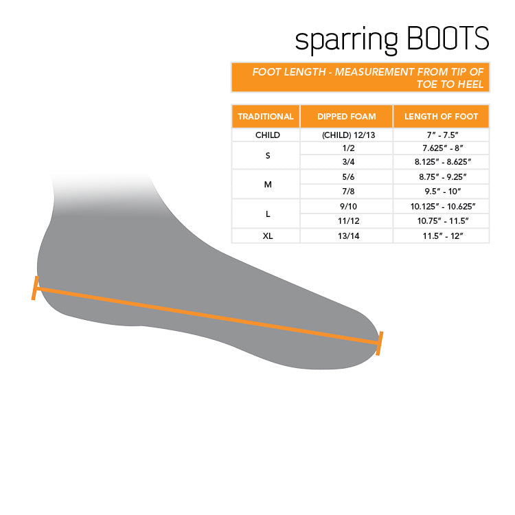 Century Sparring Boots Size Chart
