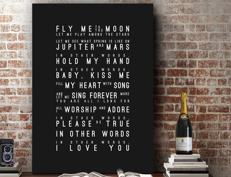 Frank Sinatra Fly Me To The Moon Inspired Lyrics Typography Print Velvetprints