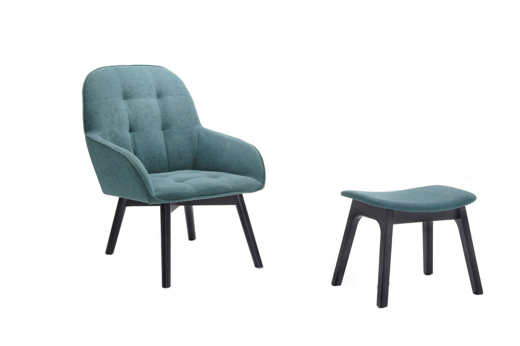 teal chair and ottoman