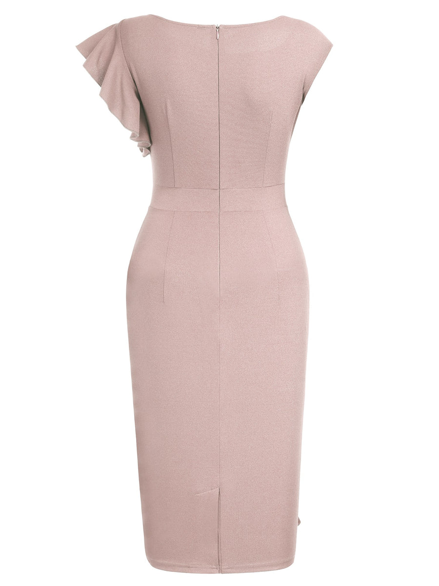 Ruffle Cap Sleeves Pencil Dress – Aisize