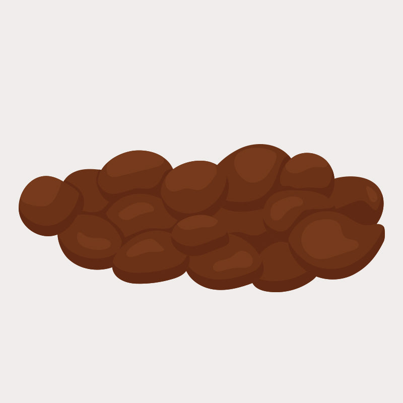 Lumpy, dry sausage-shaped