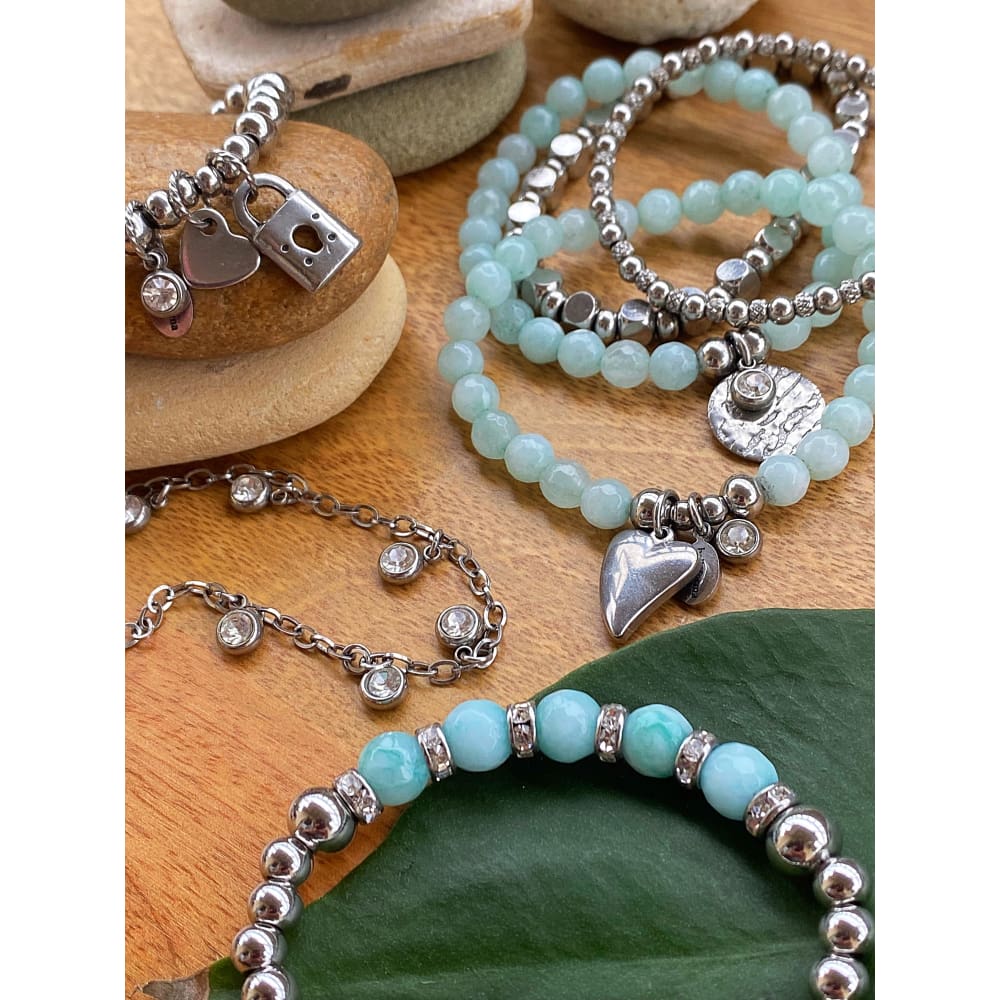 Shining Sky Blue Beads Adjustable Bracelet for Women FBR-076