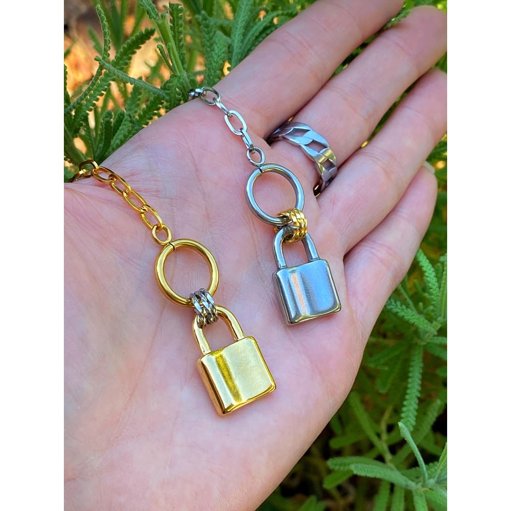 The Lock Pendant - 14K Gold Over Silver / Yes (+$10)