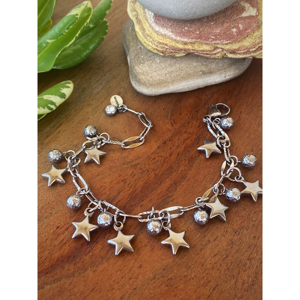 Pink Shell Stone Bracelet with Wish on a Star Charm