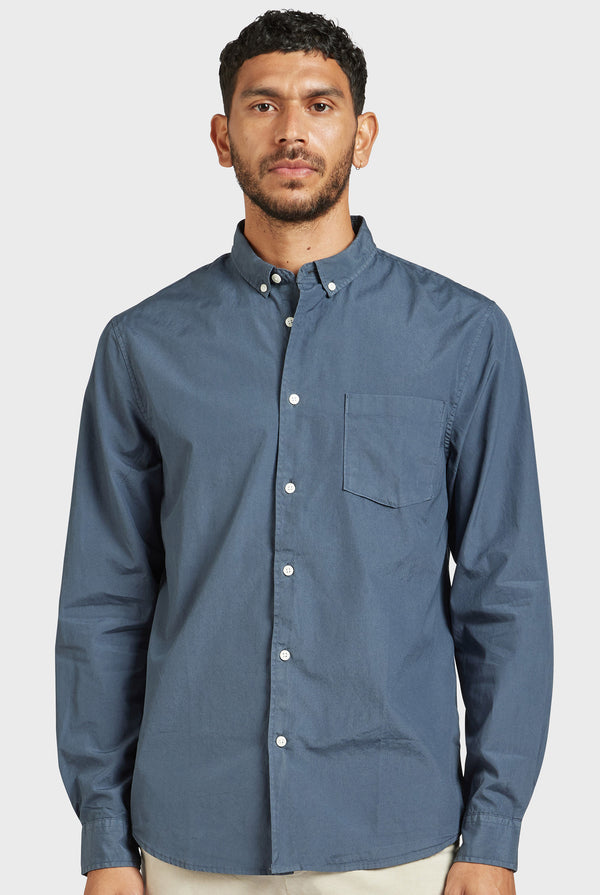 Frank Poplin Shirt in Horizon Brand blue Academy 